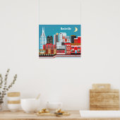Poster Nashville, Tennessee - Illustration Skyline (Cuisine)
