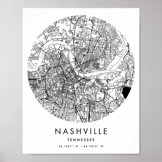 Poster Nashville Tennessee Minimal moderne Circle Street  (Devant)