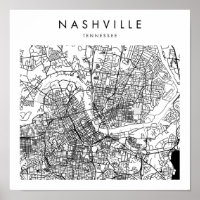 Nashville Tennessee Minimal Moderne Street Map