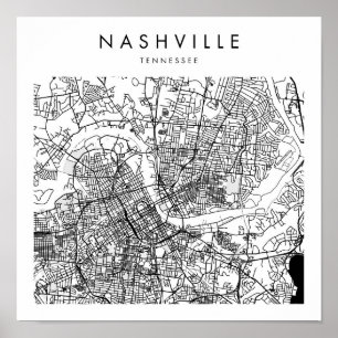 Poster Nashville Tennessee Minimal Moderne Street Map