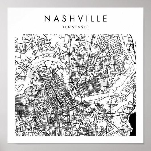 Poster Nashville Tennessee Minimal Moderne Street Map (Devant)