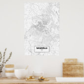 Poster Nashville, Tennessee (noir sur blanc) (Cuisine)