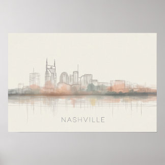 Poster Nashville Tennessee Skyline Abstract Art