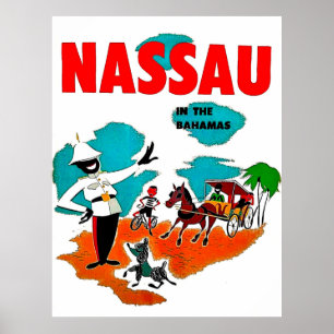 Poster Nassau aux Bahamas, voyage vintage
