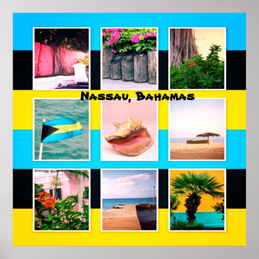 Poster Nassau, Bahamas Photo Collage (Devant)