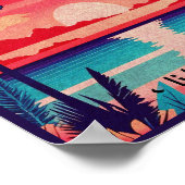 Poster Nassau Bahamas Retro Sunset Souvenir 1950 (Coin)