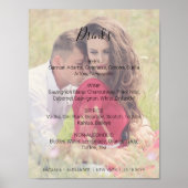 Poster Natasha Drinks Menu Rustic Photo Wedding Sign (Devant)