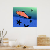 Poster Natation avec l'affiche d'étoiles (Cuisine)