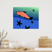 Poster Natation avec l'affiche d'étoiles (Cuisine)