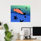 Poster Natation avec l'affiche d'étoiles (Bureau à domicile)