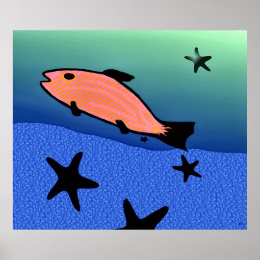 Poster Natation avec l'affiche d'étoiles (Devant)