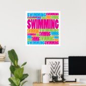 Poster Natation colorée (Bureau à domicile)