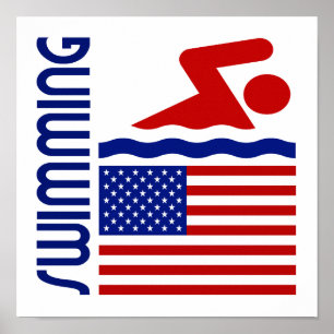 Poster Natation Etats-Unis