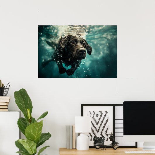 Poster Natation Labrador Chiot Design sous-marin (Bureau à domicile)