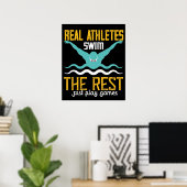 Poster Natation - Les vrais athlètes nagent (Bureau à domicile)
