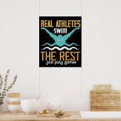 Poster Natation - Les vrais athlètes nagent (Cuisine)