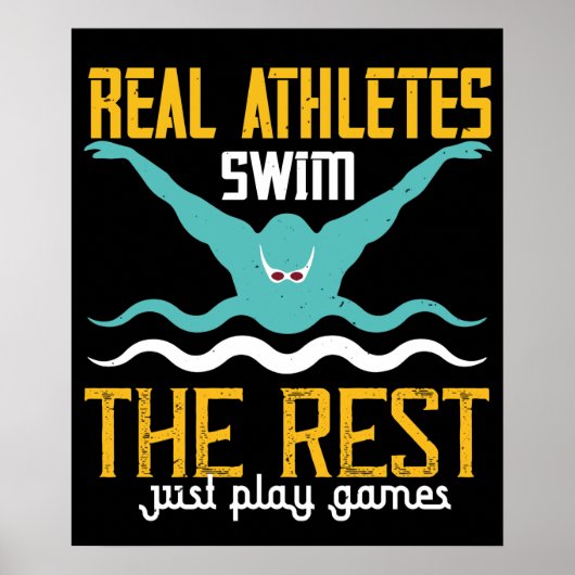 Poster Natation - Les vrais athlètes nagent (Devant)