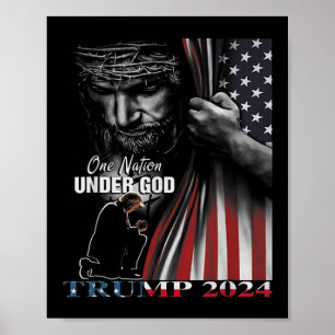 Poster Nation Under God Trump 2024 God American Flag 1
