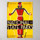 Poster National And State Parks Skiing Dorothy Waugh WPA (Devant)