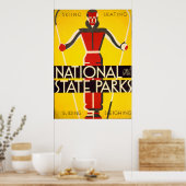 Poster National And State Parks Skiing Dorothy Waugh WPA (Cuisine)