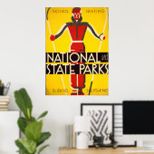 Poster National And State Parks Skiing Dorothy Waugh WPA (Bureau à domicile)