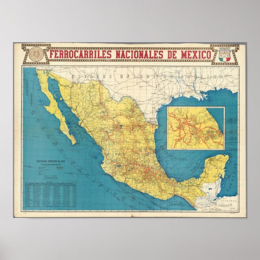Poster National Railroads of Mexico (Devant)