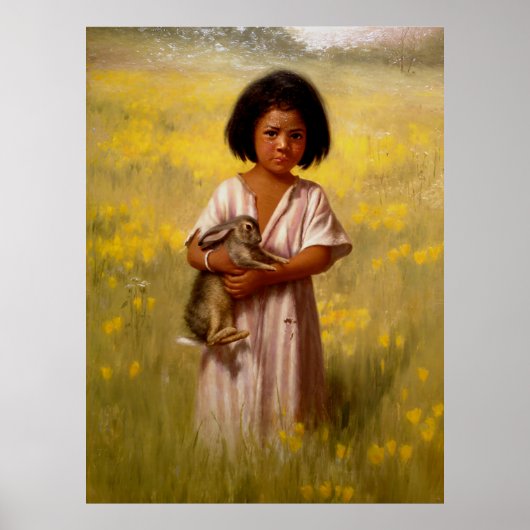 Poster Native American Girl with Rabbit (Devant)
