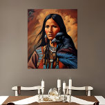 Poster Native American Raven Spirit Animal Woman Portrait<br><div class="desc">Ce portrait stoïque d'une femme amérindienne honore la perspicacité et la sagesse de l'esprit du Corbeau. Dans des couleurs terre,  vintages et de style conceptuel,  cette affiche intemporelle crée un mur d'art pour inspirer force,  dévouement,  intellect et responsabilité.</div>
