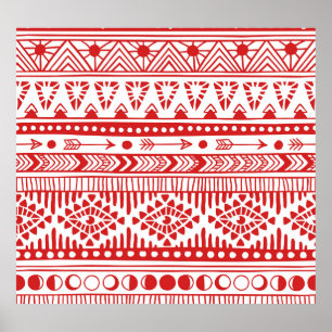 Poster Native American : Red Ink Doodle.