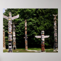 Native American totem poles, Vancouver, British