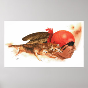 Poster Native American Wolf Clan Cherokee Indian Warrior