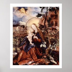 POSTER NATIVITÉ AVEC LIS BLANCS - MAGIE DE NOËL