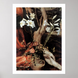 POSTER NATIVITÉ AVEC LIS BLANCS - MAGIE DE NOËL