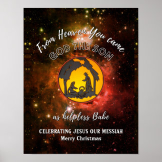 Poster Nativité chrétienne stylée HELPLESS BABE Christmas
