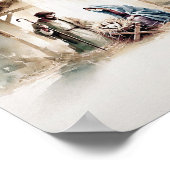 Poster Nativité de Jésus - Aquarelle minimaliste (Coin)