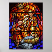 Poster Nativité de Noël Vitrail Image Bébé Jésus (Devant)