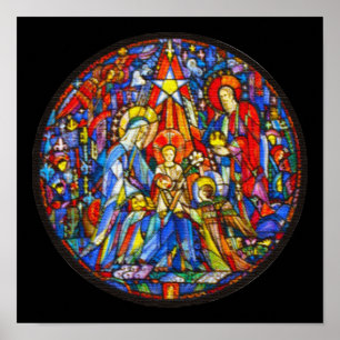Poster Nativité de style vitrail peint