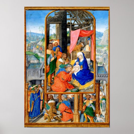 Poster Nativité médiévale chrétienne de Noël Trois rois (Devant)
