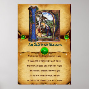 Poster NATIVITÉ Vieux Parchemin de Noël irlandais
