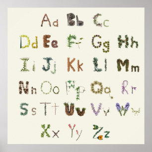 Poster Nature Alphabet Enfants Éducatif Botanique ABC