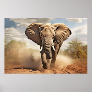 Poster Nature animale éléphante Sauvage majestueux