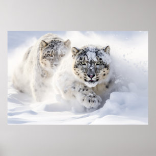 Poster Nature animale léopard des neiges Sauvage majestue