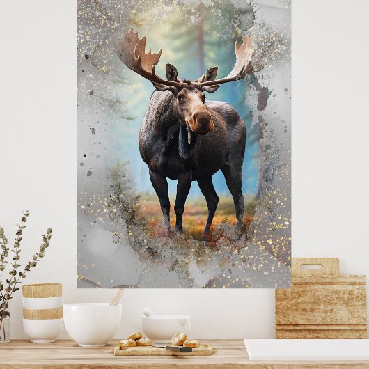 Poster *~* Nature AP49 MOOSE Artsy Forest Parties scintil (Cuisine)