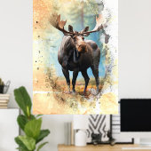 Poster *~* Nature AP49 MOOSE Artsy Forest Peach Parties s (Bureau à domicile)