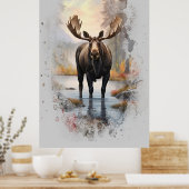 Poster *~* Nature AP49 MOOSE Artsy Forest Stream (Cuisine)
