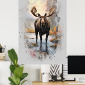 Poster *~* Nature AP49 MOOSE Artsy Forest Stream (Bureau à domicile)