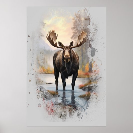 Poster *~* Nature AP49 MOOSE Artsy Forest Stream (Devant)