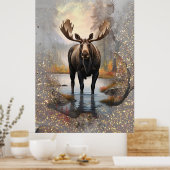 Poster *~* Nature AP49 MOOSE Artsy Forest Stream Sparkle (Cuisine)