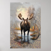 Poster *~* Nature AP49 MOOSE Artsy Forest Stream Sparkle (Devant)