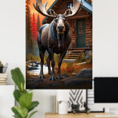 Poster *~* Nature AP49 MOOSE Cabine de chalet de forêt (Bureau à domicile)